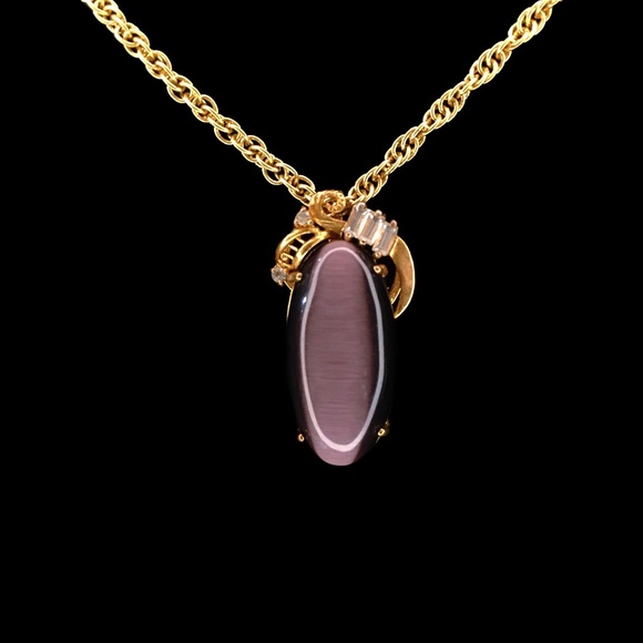 Vintage Purple Stone Pendant & Chain Necklace - Picture 3 of 7